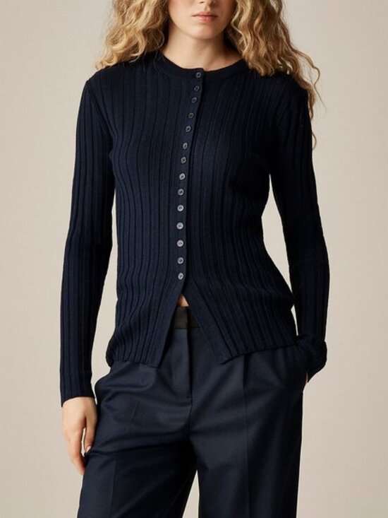 J. Crew Sweaters - J. Crew Wide-rib fitted cardigan top in merino wool L